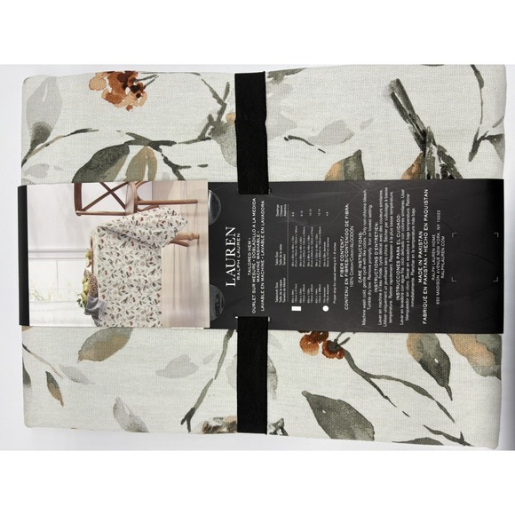 Ralph Lauren RL BIRDS & FLORAL 60 x 120 Green, Grey, Taupe Tablecloth -- NWT - Picture 3 of 5